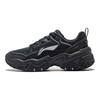 Li-Ning Soft Rebound Shock Absorbing Retro Thick Sole Increased Height Low Top Casual Shoes Women Sneakers Black AGCT424-3