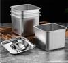 Stainless steel square barrel storage seasoning box with cover basin jars and lids spice jars set coriander Scallion oil bottle
