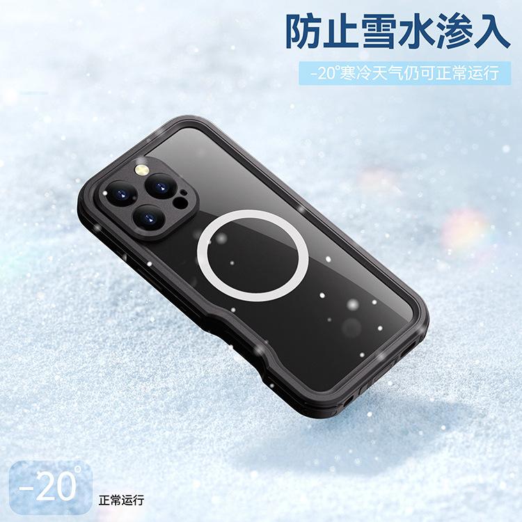 Ip68 Waterproof Phone Cases For Iphone Air 17 16 15 14 Pro Max Plus Swim Underwater Diving Magnetic Full Body Protective Cover