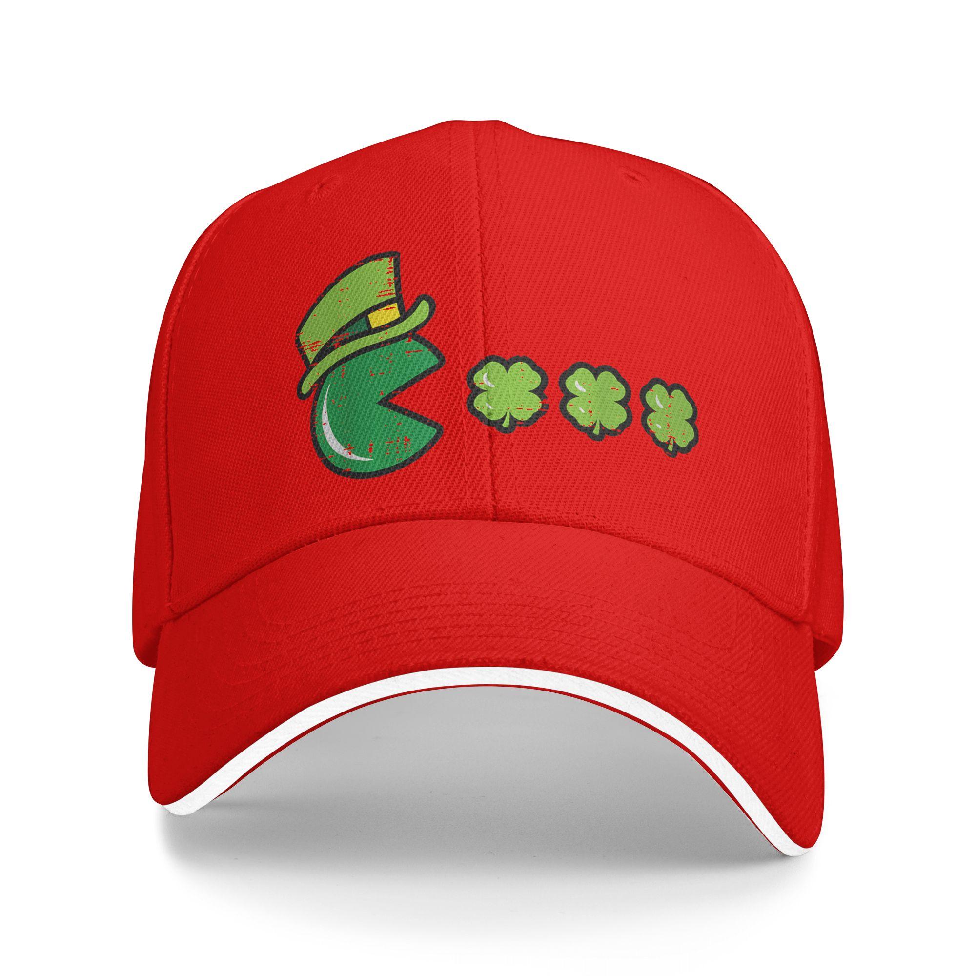 St Patricks Day Eating Shamrock Retro Gamer Casual Baseball Cap Tennis Skate Trucker Hat Summer Unisex Fitted Retro Baseball Caps One Size