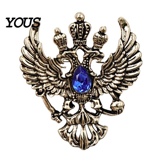 Electroplated Brooch Eagle Metal Pin, Double-Headed Design Lapel Lightweight Pin Anti-Oxidation Strong Buckle Badge for Coats Shirts Bags Accessories