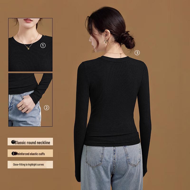 Women's Slim Fit Round Neck Long-Sleeve T-Shirt