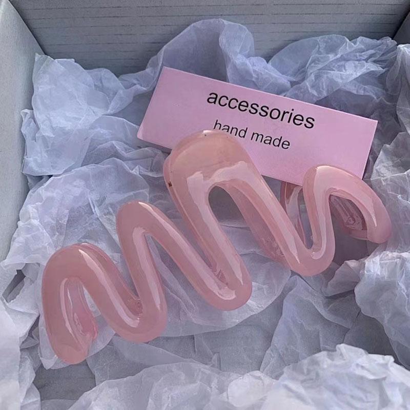 

Крем-желе заколка-краб для волос с волнообразным дизайном для женской прически пучок, Нескользящий захват, Пастельный аксессуар для волос из смолы