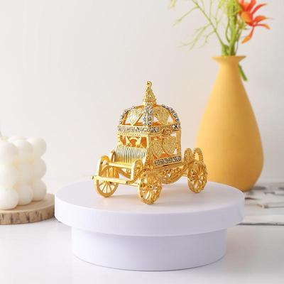 European Halloween Pumpkin Carriage Decorative Ornament - Enamel Color Metal Figurine