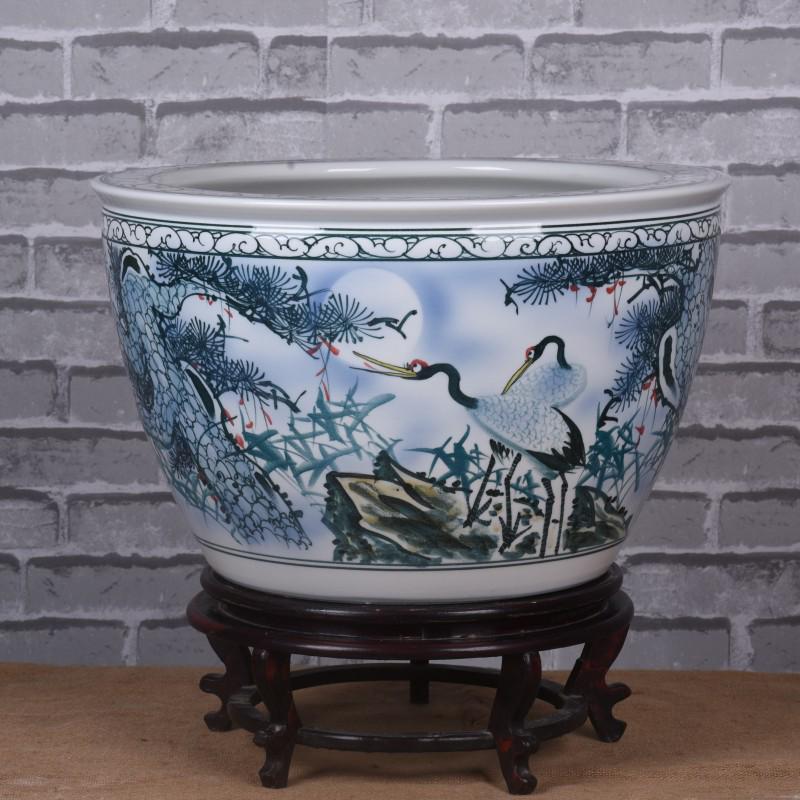 2024 New Chinese Hand-Painted Large Ceramic Fish Tank and Outdoor Flower Pot