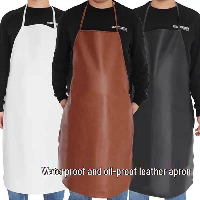 Tablier en Cuir Imperméable, Résistant aux Taches et à l'Huile - Ménager, Résistant à l'Usure, Non Poreux, Vêtement de Travail pour la Cuisine et la Restauration, Bavoir Résistant aux Acides et aux Alcalis.