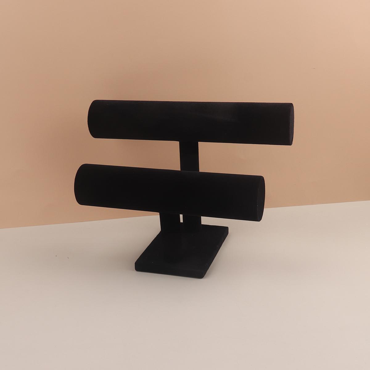 

1шт бархатный дисплей для хранения ювелирных изделий, браслетов, цепочка, часы, Т-образная стойка, органайзер, жесткий держатель, дисплей для ювелирных изделий, дисплей для браслетов чёрный