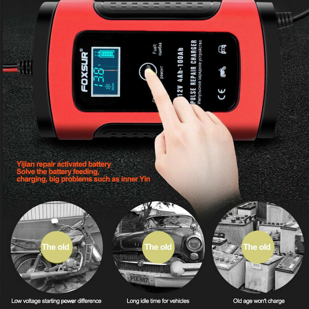 Portable Storage Battery with LCD Display Electrical Supply Charger Pulse Repair for Motorcycle SUV for Truck Motorcycle ATV