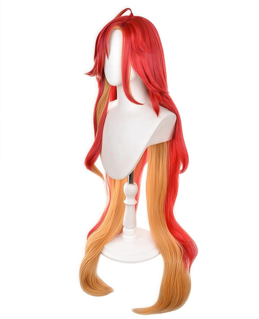 NOKIJP Genshin Impact Mavika Wig, Heat-Resistant, Smooth, Easy to Style, Genshin Impact Hatchet, Ancient Flame
