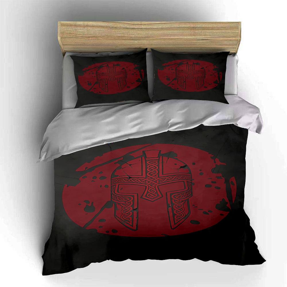Viking helmet, red circle. Bedding sets Duvet cover sets Duvet covers Pillowcases(1 * Duvet Cover 2 * Pillowcases, without duvet insert)