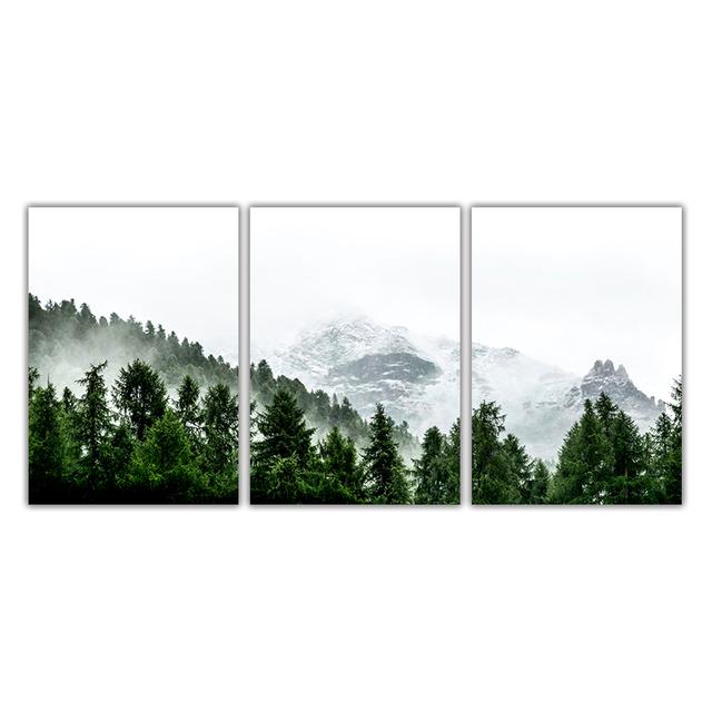 Foggy Forest Wall Art Canvas Painting Scandinavian Poster and Print Nature Landscape Nordic Decoration Picture Modern Home Decor