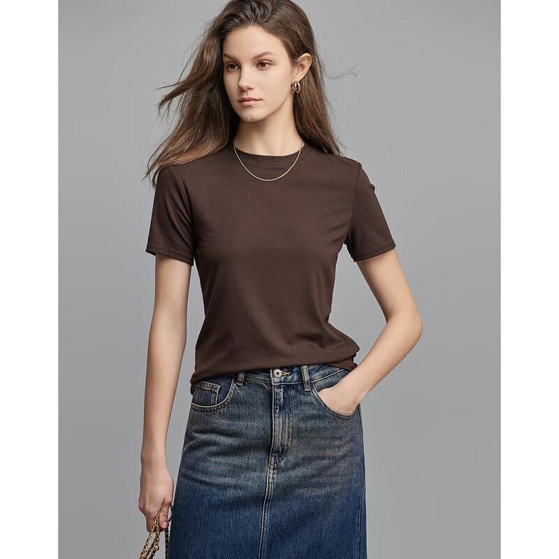 T-shirt pour femme Demana doux à col rond et manches courtes