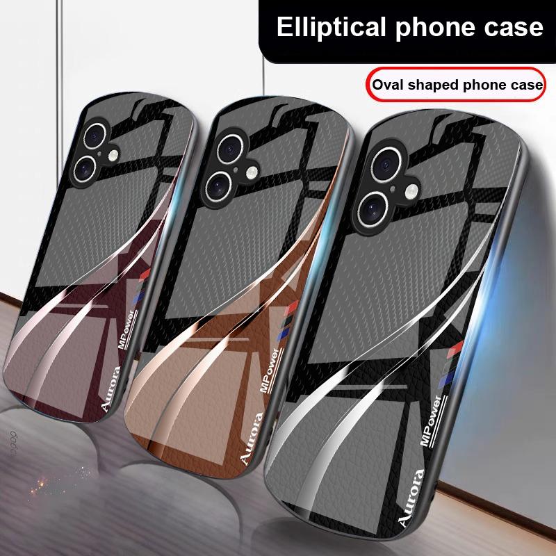 Hochwertige Lederstruktur Für iPhone 17 16 15 14 13 Plus 12 mini 11 Pro Max XR Xs Max X 7 8 6S 22 20 Elliptische Glas-Handyhülle