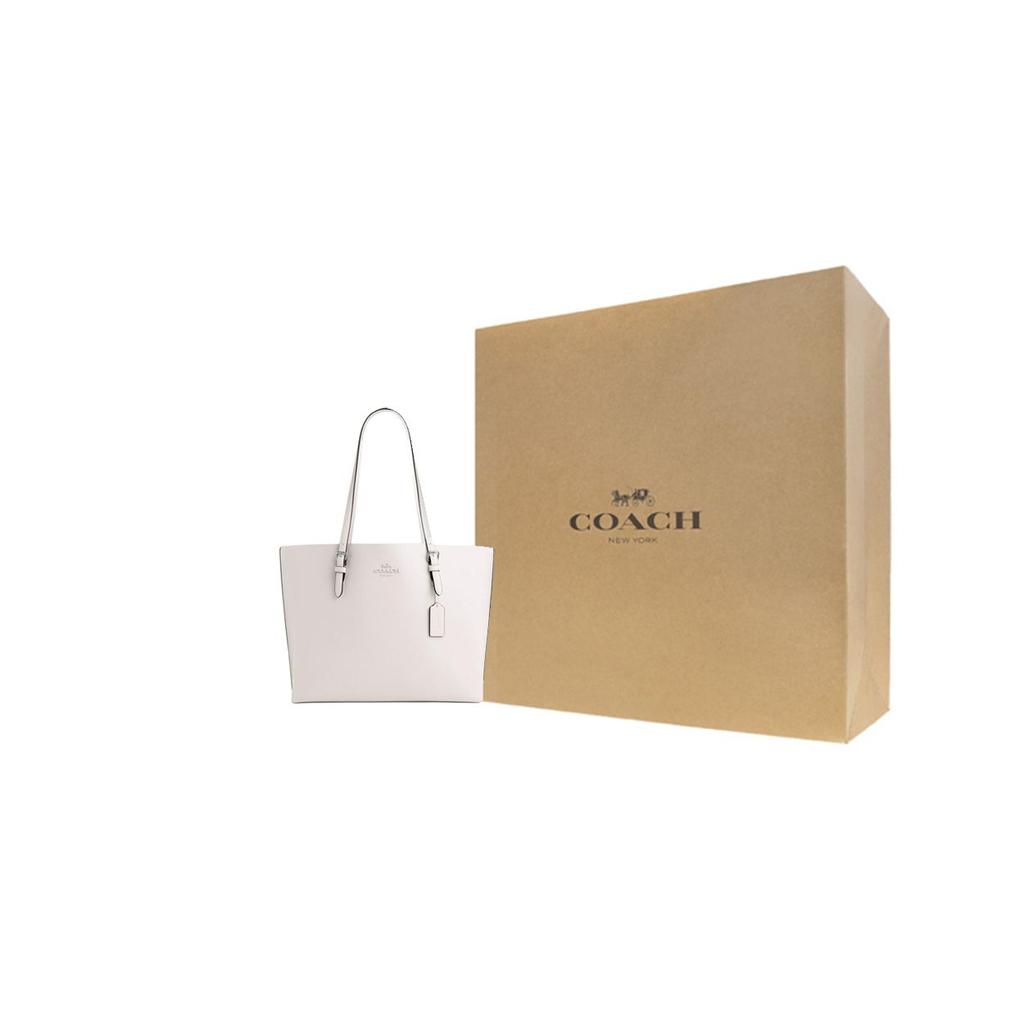 Coach Mollie Logo Zip Closure Reversible Leather Tote Shoulder Bag Women Bags Chalk-White CV968-SVHA