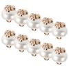 10Pcs Pearl Bow Buttons Decorative Sewing Buttons Rhinestone Round Craft Embellishments Detachable for Shirts Cardigans Wedding