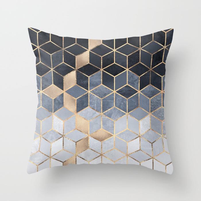 20 New Pink Marble Geometric Pillowcase Marble Velvet Sofa Cushion Cover