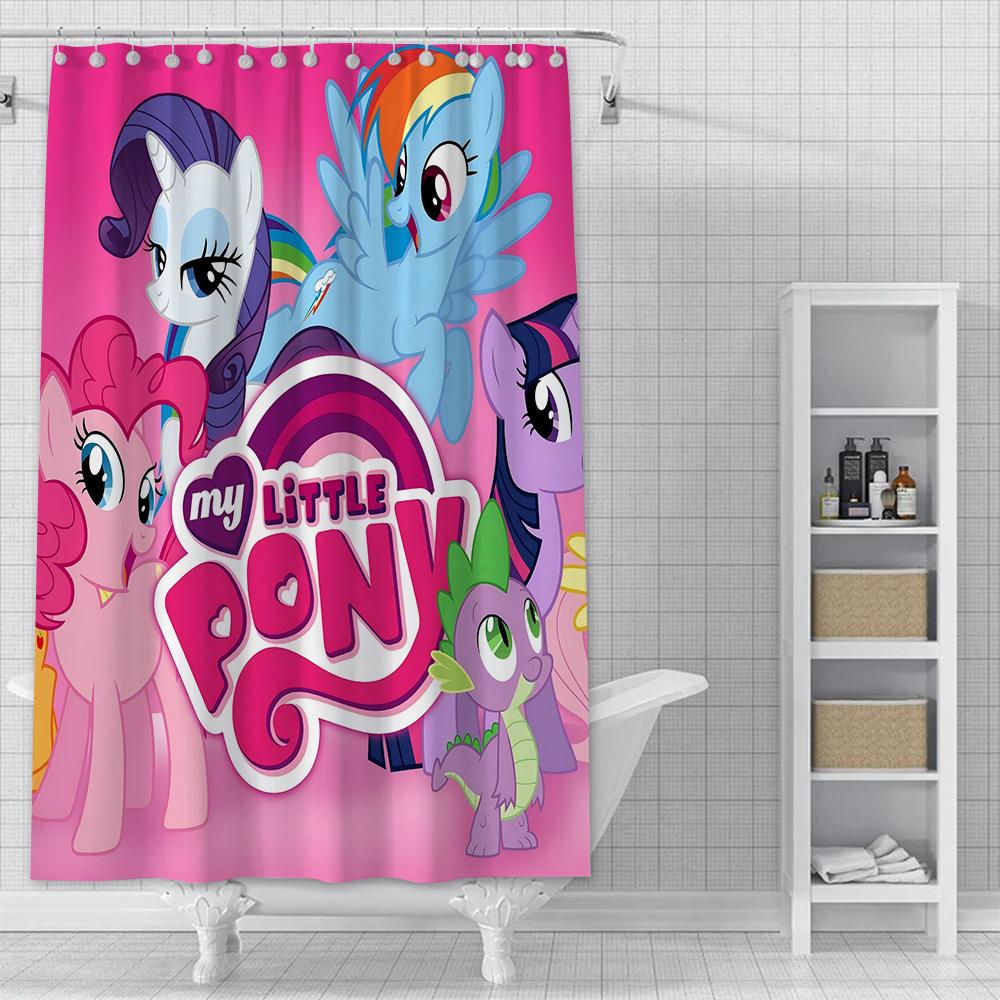 Hot Cartoon My L-Little P-Pony Shower Curtain Waterproof Polyester Fabric Paint Colorful Bath Curtains Curtain with Hook