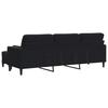 3 Seater Sofa with Ottoman In Black 210 Cm Velvet