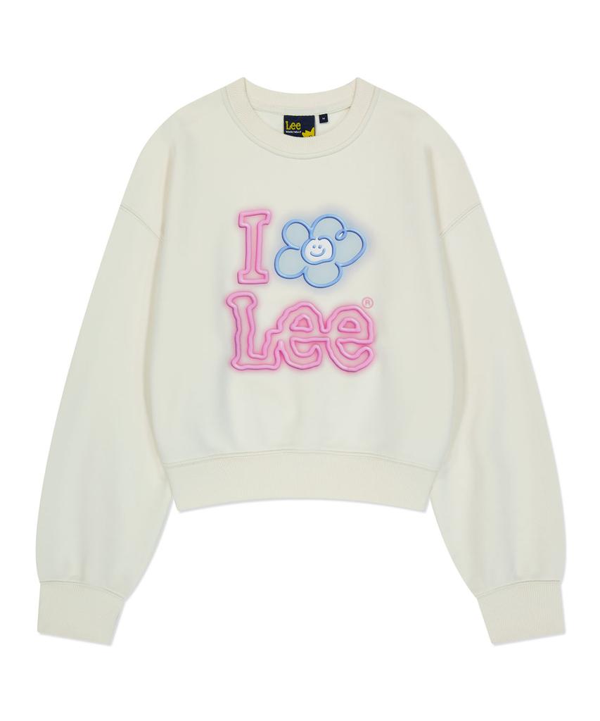 WACKY WILLY [Wacky Willy X Lee] Women'S I-Lil-Lil-Lil Graphic Crop Sweatshirt Cream