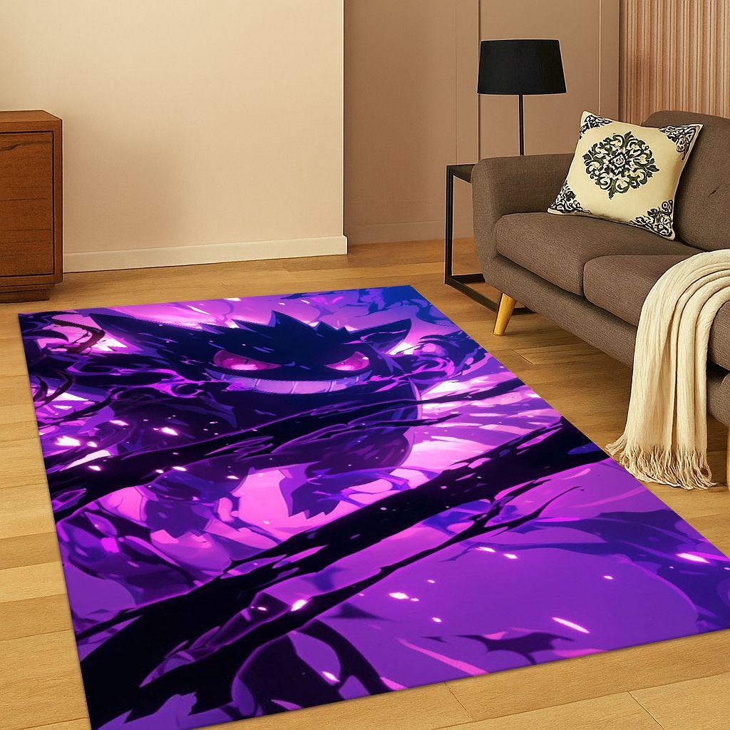 Pokemon Pikachu Gengar Cartoon Child Carpet Rug for Playroom Living Room Bedroom Doormat Decor,Kid Play Game Non-slip Mat Gift