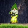 Solar-Powered Flocked Gnome Garden Statue