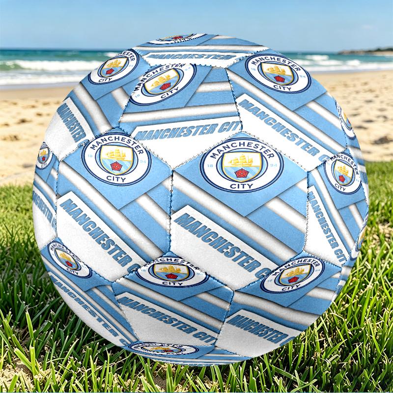 Manchester City FC Print Size 5 Soccer Ball, PU Wear Resistant Football for Match Training and Daily Practice, Birthday Gift for Soccer Fans