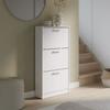 Shoe Cabinet - 6 Pairs - Matte White - 3 Flip Doors - W58.2 X D20.4 X H115.5 Cm - MAC