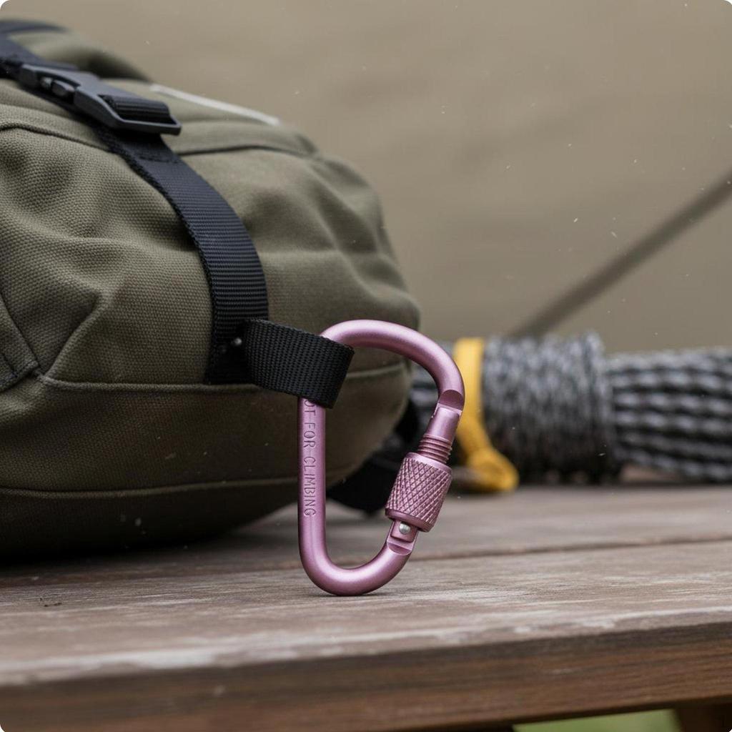 DShaped Carabiner Clip Versatile Locking Lightweight Outdoor Gear for Hikers, Campers,