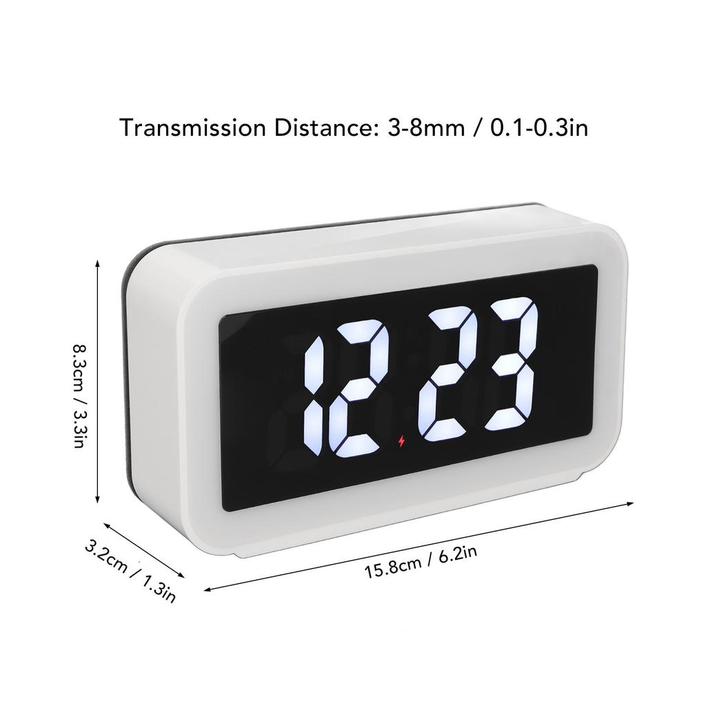 Wireless Charging Alarm Clock USB Reverse Charging LED Large Screen Rectangle Digital Alarm Clock for Bedroom