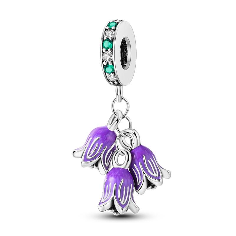 Copper Purple Butterfly Cute Bear Series Charm Beads For 3Mm Original Bracelet Diy Women Jewelry Gift