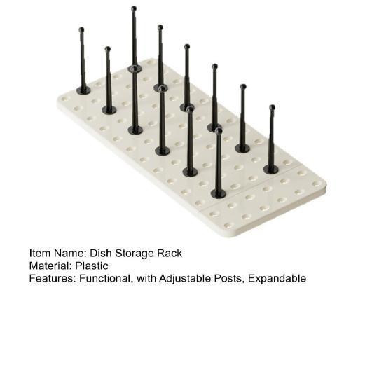 Expandable Dish Drying Rack Plate Bowl Book Holder Mesh Panel with Adjustable Posts Anti-Slip Bottom Dish And Cup Organizer