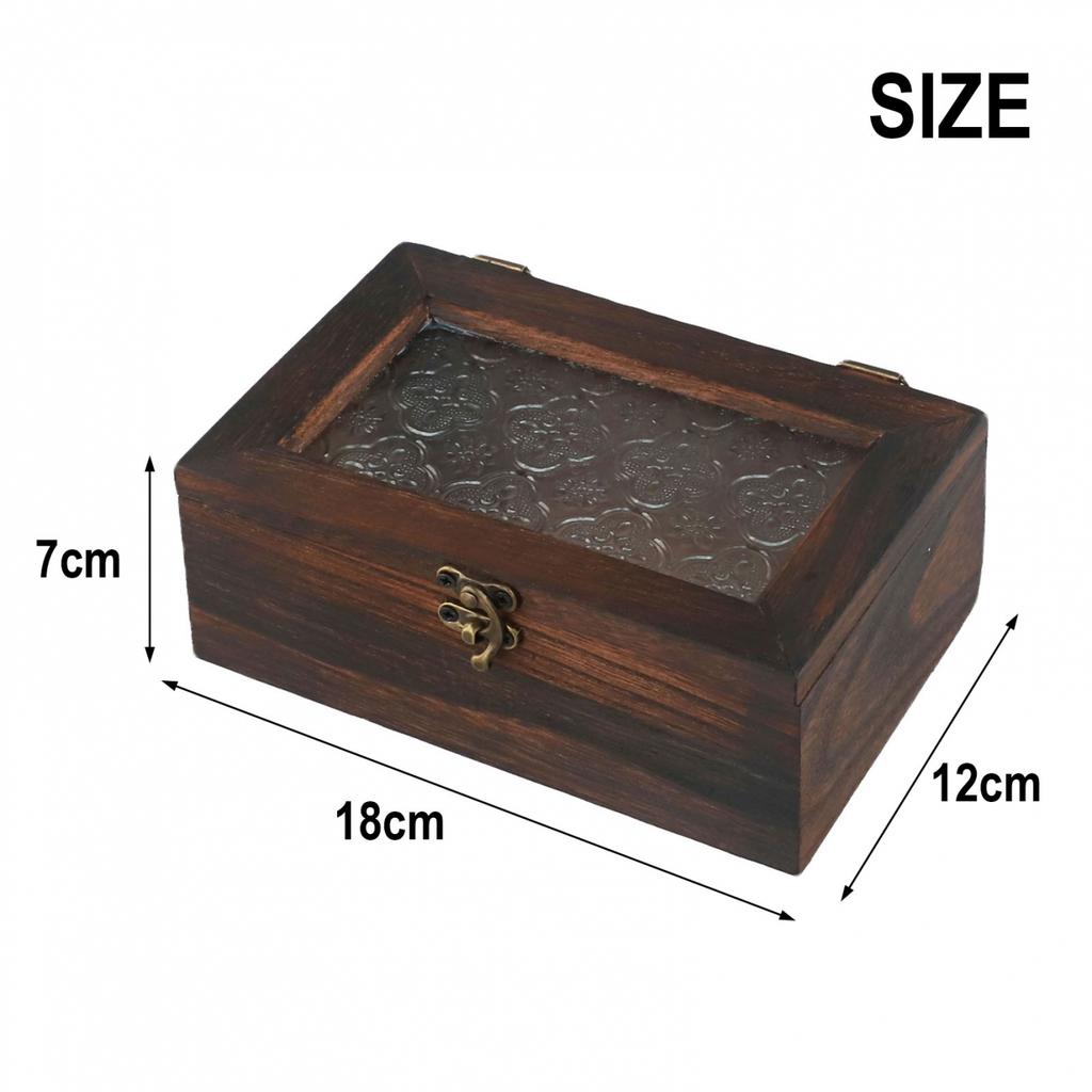Decorative Box Begonia Flower Desktop Storage Solid Wood