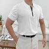Summer Zipper POLO Shirt Lapel Sports Short Sleeve Solid Color Fitness Instructor Training Slim Quick Dry T-shirt Workwear Men
