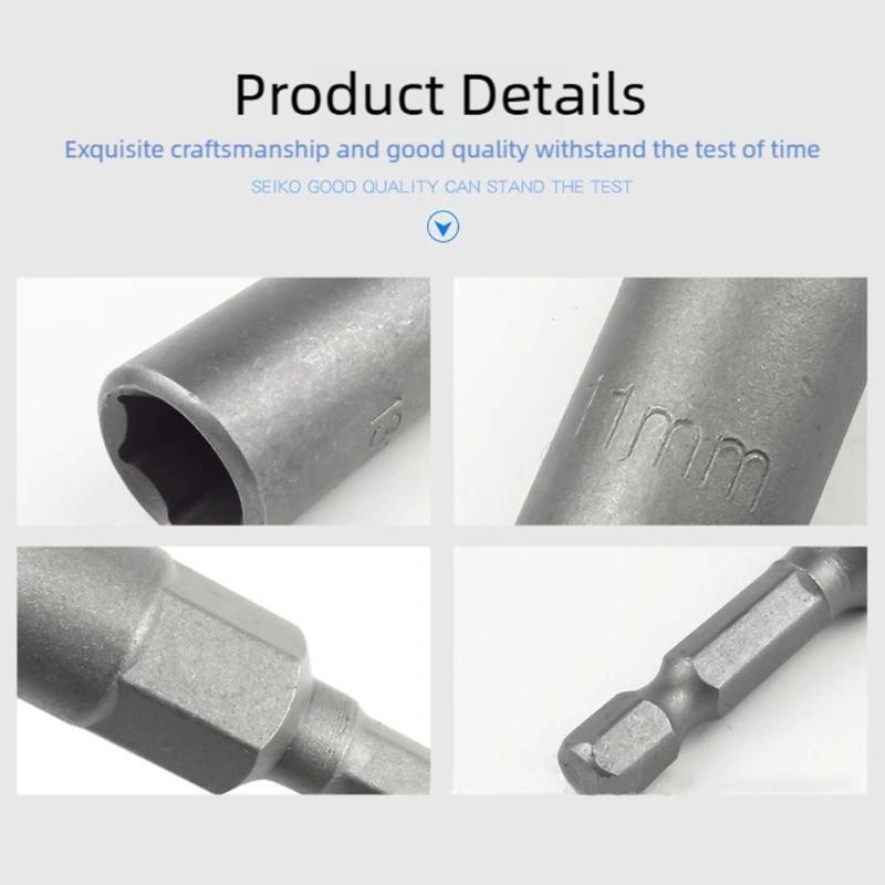 1/4inch Wrench Hexagonal Bit Socket Set Long Impact Drill Socket Adapter Drill Bit Extension Socket Adapter for Electric