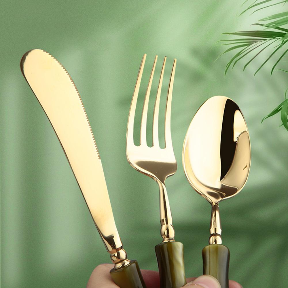 6PCS Luxury Cutlery Set Beautiful Bamboo Knot Tableware for Kitchen Wedding 304 Stainless Steel Creative Dessert Steak Tableware