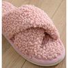 Plüschschuhe, Überkreuzriemen, Baumwollpantoffeln, Damenschuhe, Hausschuhe, Plüsch-Baumwollpantoffeln