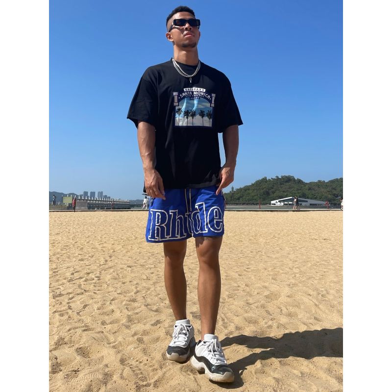 Califans American West Coast Heavy Hip-hop Drop Shoulder Loose Street Oversize Print Short sleeve T-shirt Men