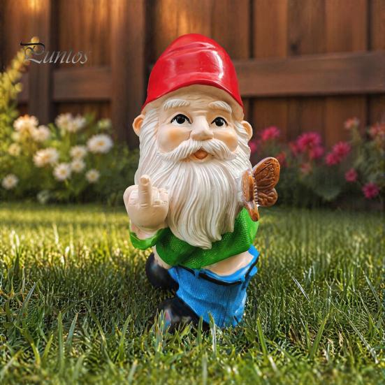Einweihungsgeschenke für Gärtner Freche Mittelfinger-Gnom-Statue, Harz-Gartenzwerg-Ornament, Lustige Kreative Garten-Geste Zwerg-Dekoration
