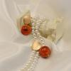 Vintage Caramel Light Texture Antique Stud Earrings In Oil Painting Style