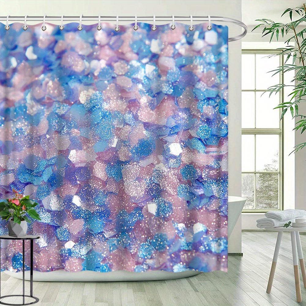 Sparkling Sequin Shower Curtain - Glittery Blue, Purple & Pink, Polyester Bath Curtain, Machine Washable, Perfect Bathroom Decor