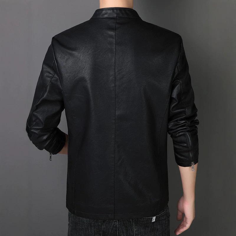 Men's Jacket Leather Jacket Slim Fit Casual Youth Inverted Triangle Men's Leather Jacket Casual Fashion Fleece Jacket