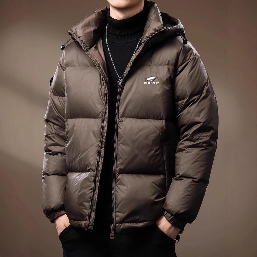 Men's Italian Winter Thick Hooded Down Jacket - 90% Duck Down, Short, Loose, Plus Size Puffer.