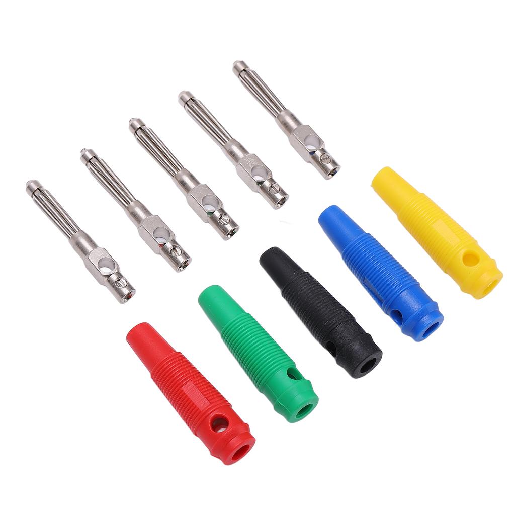 10-pakning 4mm 7-pinners bananplugg 1000V 32A stabelbar bananplugg hannkontakt med myk hylse for lydkabel