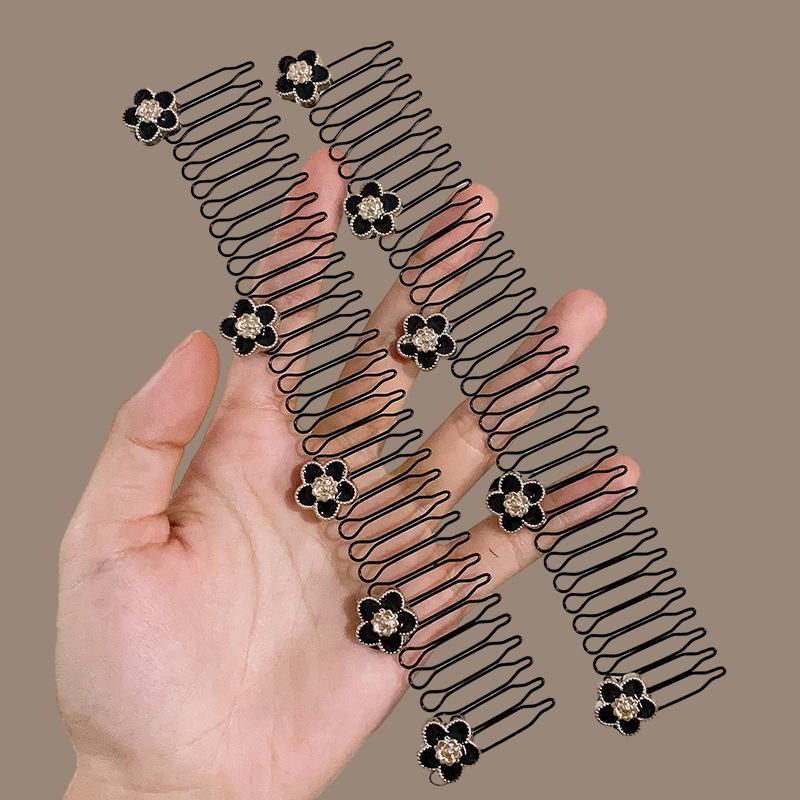 Vintage křišťálové elastické spony do vlasů Trendy černé hřebínkové spony Spona do vlasů Barrette Boční vlásenky Pro ženy Pokrývka hlavy Dětské doplňky do vlasů