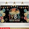 2D Black Vintage Style 1986 40th Birthday Photo Booth Backdrop