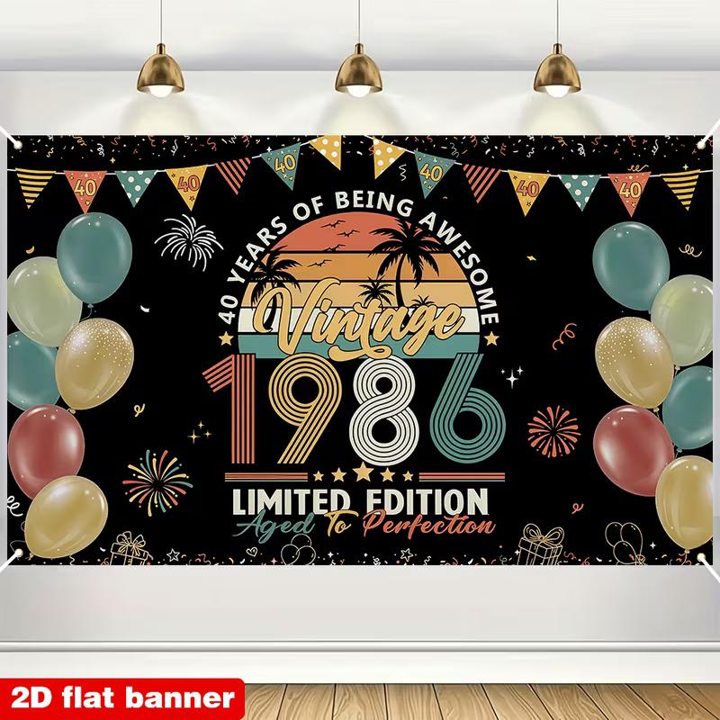 

2D Black Vintage Style 1986 40th Birthday Photo Booth Backdrop 47.2x31.5inch/120*80cm