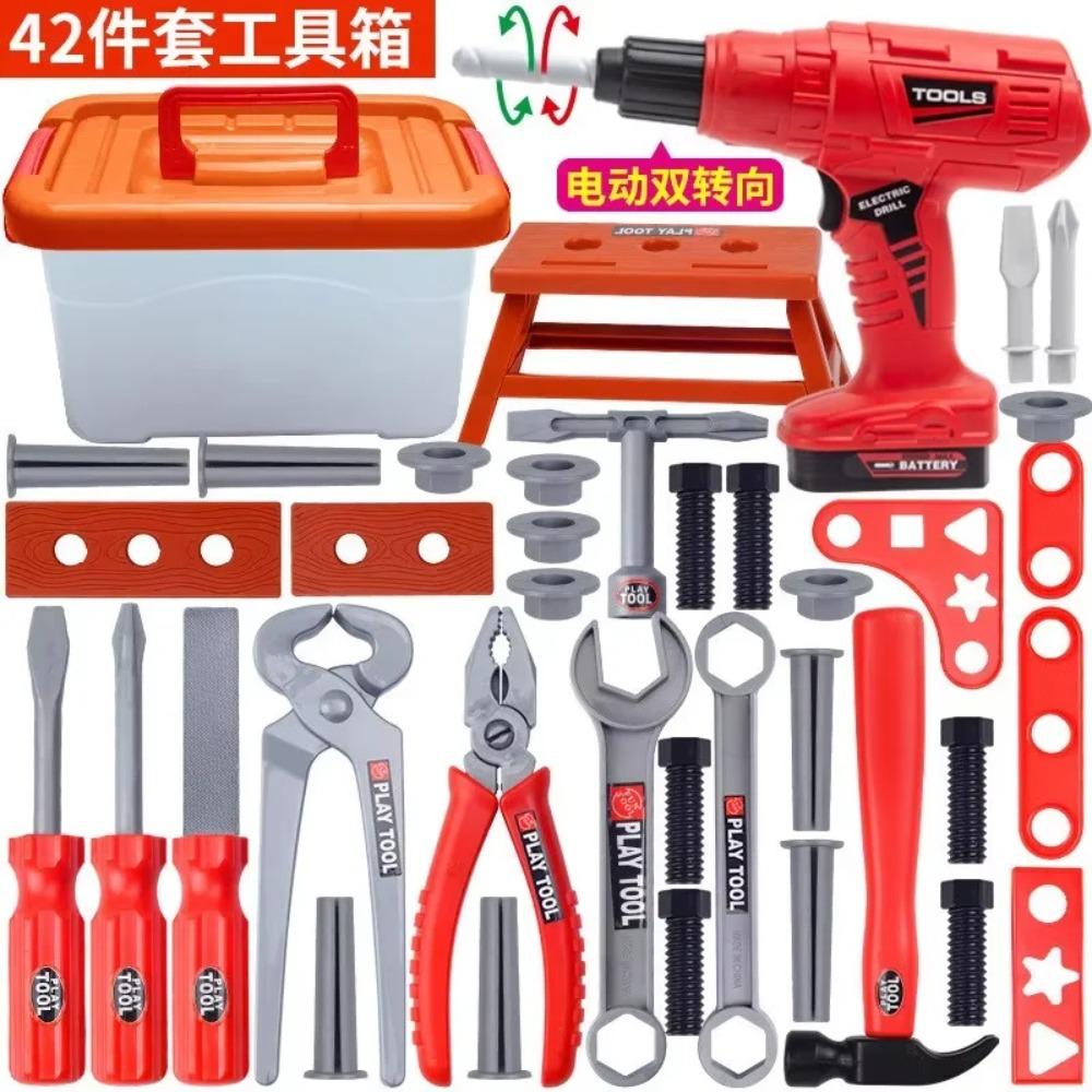 Kids Repair Toolbox Toy Set, Simulation Engineering Tools with Drill, Educational Pretend Play Gifts for Boys