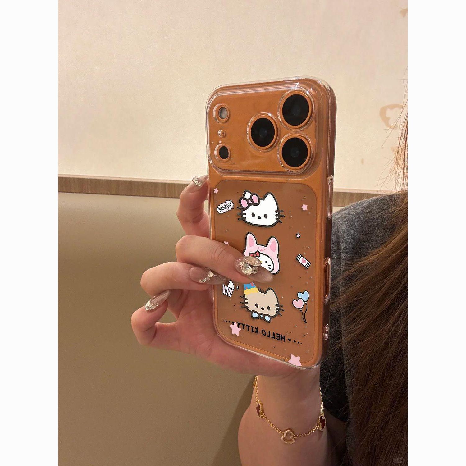 

Hello Kitty Splash Ink Soft Case for Apple 13-17, 16 Pro/Max with Precise Cutouts, Cartoon Style iPhone 13 Pro Max