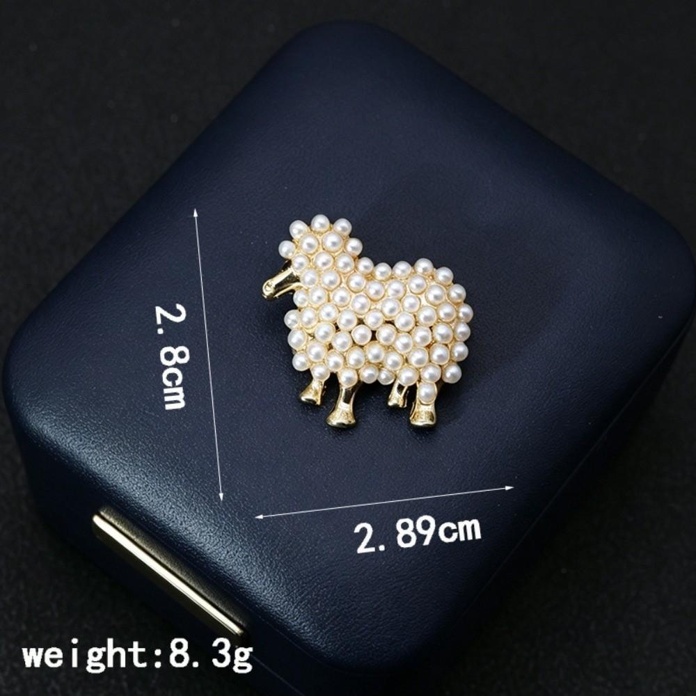 Shiny Rhinestone Sheep Brooch Faux Pearl Lapel Pin Gifts Cardigan Clip Clothing Accessories