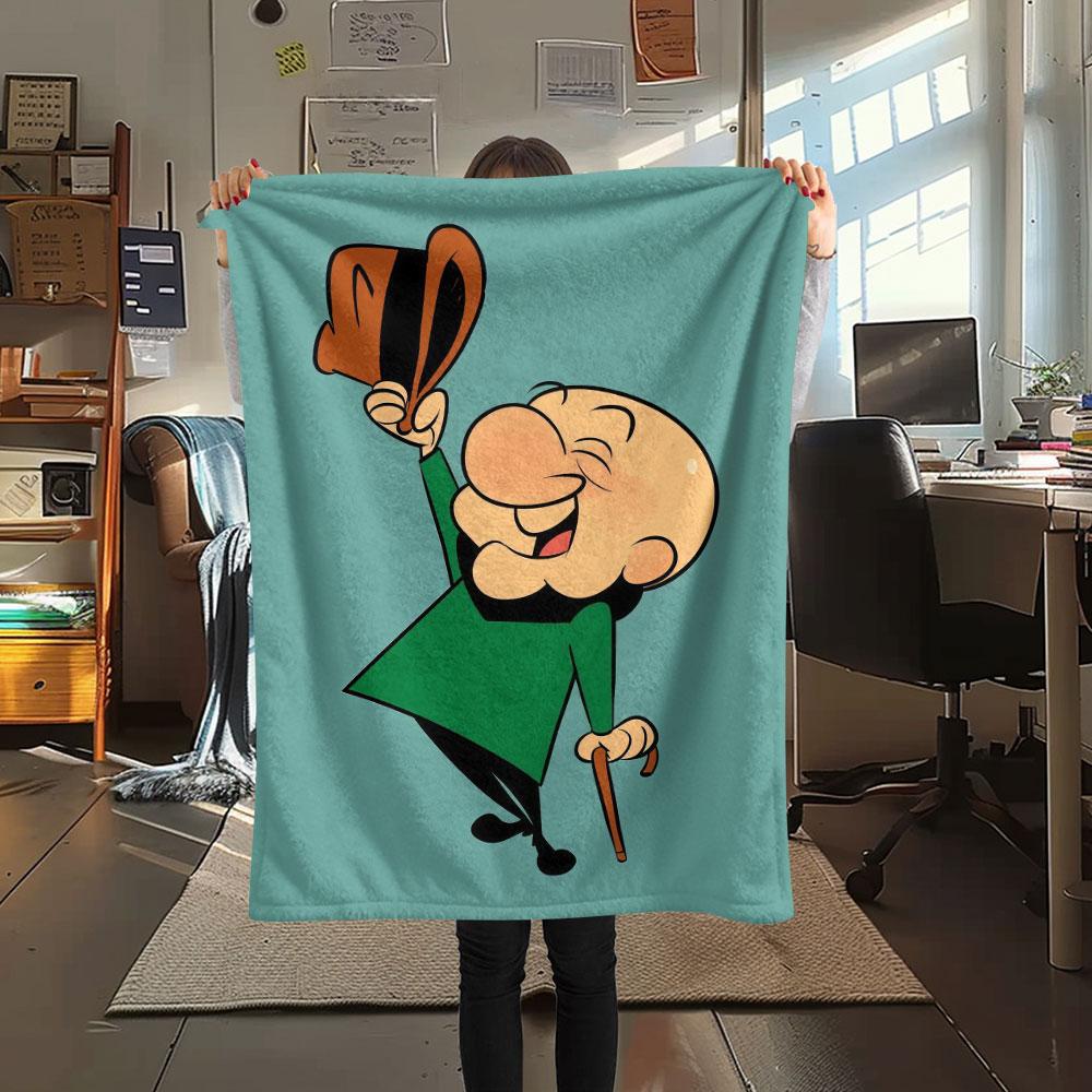 Mr. Magoo Printed Flannel Blanket, soft throw for bedroom sofa, washable, Christmas present, great gift.